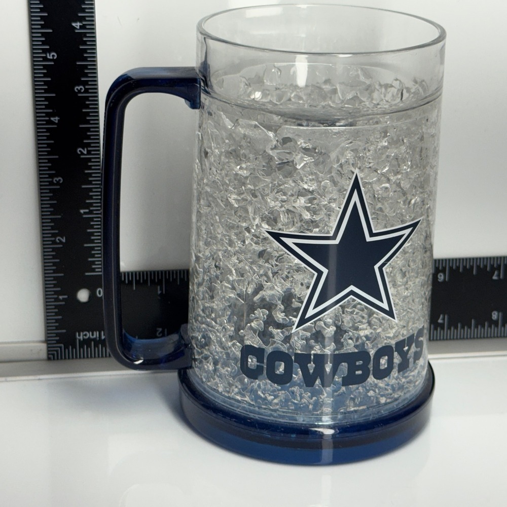 Dallas Cowboys NFL Ice Filled Freezer Gel Mug‎ Cold Drink Glass